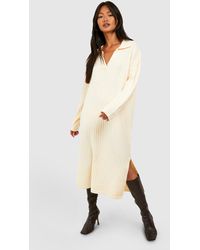 Boohoo - Polo Neck Knitted Midaxi Dress - Lyst