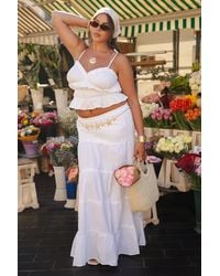 Boohoo - Falda Plus Maxi Escalonada De Algodón - Lyst