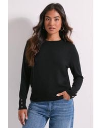 Dorothy Perkins - Petite Crew Neck Button Cuff Sweater - Lyst