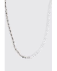 Boohoo Pearl Detail Chain Necklace - White