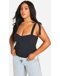 Boohoo - Plus Bengaline Tie Bow Corset Top - Lyst
