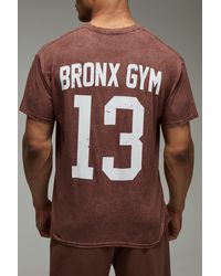 Boohoo - Camiseta Man Active Oversize Con Lavado A La Piedra Y Estampado De Bronx - Lyst