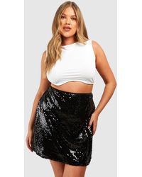 Boohoo - Plus Sheer Sequin Mini Skirt - Lyst