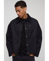 BoohooMAN - Cord Collar Embroidered Worker Jacket - Lyst