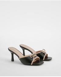 Boohoo - Contrast Bow Detail Heeled Mules - Lyst