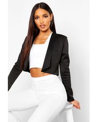 Boohoo Womens Kurzer Blazer mit Reverskragen - Schwarz