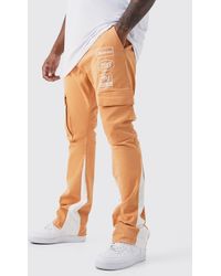 BoohooMAN - Plus Fixed Waist Skinny Stacked Flare Moto Cargo Trouser - Lyst