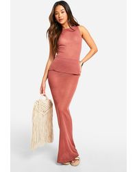 Boohoo - Sheer Fine Knit Slouchy Tank And Maxi Skirt Set - Lyst