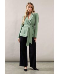 Wallis - Patch Pocket Tie Neck Blazer - Lyst