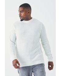 BoohooMAN - Plus Muscle Fit Ribbed Long Sleeve Jumper - Lyst