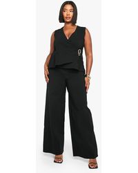 Boohoo - Plus Detail Waistcoat And Wide Leg Trouser - Lyst