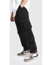 BoohooMAN Tall Relaxed Fit Cargo Chino Pants - Black