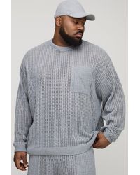 Boohoo - Jersey Plus Oversize De Punto Calado Con Cuello De Caja - Lyst