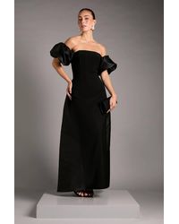 Coast - Bardot Puff Sleeve Strapless Maxi Dress With Full Skirt Back Detail - Lyst