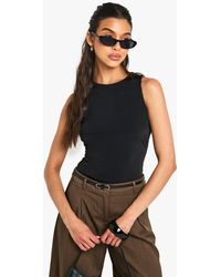 Boohoo - Double Layer Slinky Racer Neck Top - Lyst