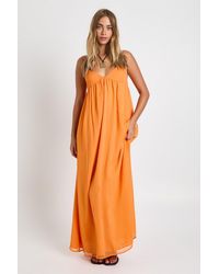 Boohoo - Chiffon Strappy Volume Maxi Dress - Lyst
