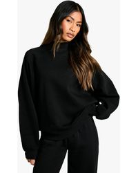 Boohoo - Raglan Seam Funnel Neck Balloon Sleeve Oversized Sweatshirt - Lyst