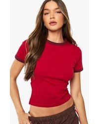 Boohoo - Cotton Contrast Ringer Baby T-Shirt - Lyst