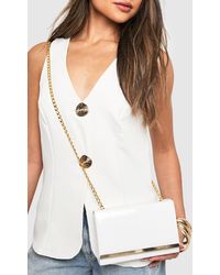 Boohoo - Structured Hardware Detail Clutch Bag And Chain - Lyst