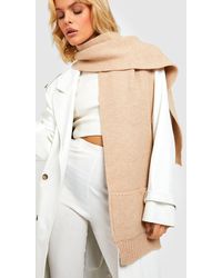 Boohoo - Chunky Ribbed Scarf With Pocket Detail - Lyst