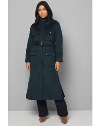 Wallis - Button Down Military Belted Collar Coat - Lyst