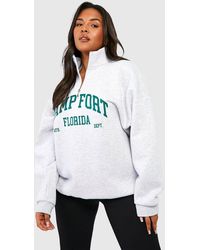 Boohoo - Plus Florida Varsity Half Zip - Lyst