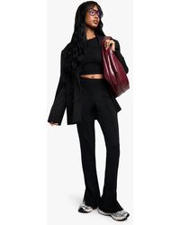 Boohoo - Ponte Split Hem Flare Pants - Lyst