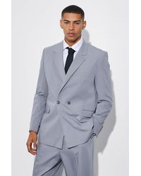 BoohooMAN - Relaxed Fit Double Breasted Suit Jacket - Lyst