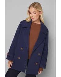 Wallis - Petite Mid Length Double Breasted Coat - Lyst