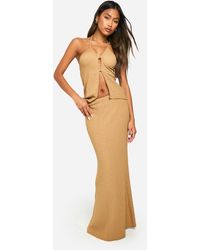 Boohoo - Textured Crinkle Halter & Flared Hem Maxi Skirt - Lyst