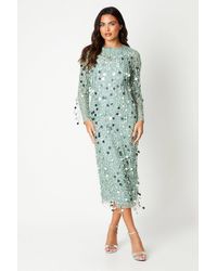 Coast - Premium Embellished Fringe And Disc Sequin Column Dress - Lyst