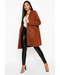 Boohoo Womens eng anliegende Mäntel in Wolloptik - Braun