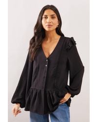 Wallis - Woven Ruffle Button Blouse - Lyst