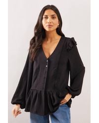 Wallis - Woven Ruffle Button Blouse - Lyst