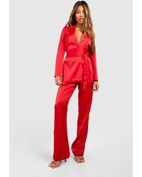 Boohoo - Matte Satin Fit & Flare Tailo Trousers - Lyst