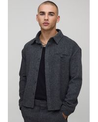 Boohoo - Regular Fit Brushed Rib Welt Pocket Overshirt - Lyst
