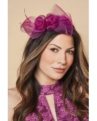 Wallis - Mesh Bow And Feather Headband - Lyst
