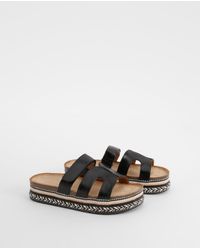 Boohoo - Cut Out Detail Strap Espadrille Sliders - Lyst