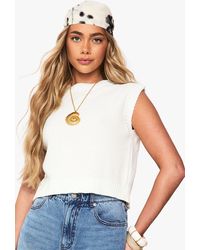 Boohoo - Top De Punto De Croché Con Atadura En El Cuello Y Espalda Abierta - Lyst