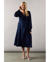 Wallis - Petite Floral Burn Out Asymmetric Ruffle Midi Dress - Lyst