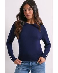 Dorothy Perkins - Petite Crew Neck Button Cuff Sweater - Lyst