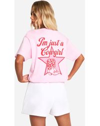 Boohoo - I'm Just A Cowgirl Slogan Printed Oversized T-shirt - Lyst