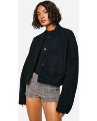 Boohoo - Tall Boucle Bomber Jacket - Lyst