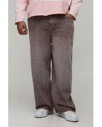 BoohooMAN - Plus Overdye Relaxed Fit All Over Rhinestone Jeans - Lyst