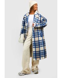 Boohoo - Oversized Flannel Wool Look Coat - Lyst