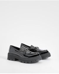 Boohoo - Patent Chunky T Bar Loafers - Lyst
