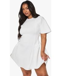 Boohoo - Plus Structured Mini Skater Dress - Lyst