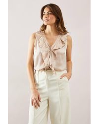 Wallis - Hotfix Ruffle Sleeveless Blouse - Lyst