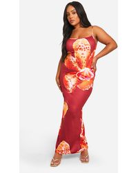 Boohoo - Plus Floral Printed Strappy Maxi Dress - Lyst