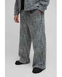 BoohooMAN - Plus Boucle Elasticated Waist Wide Leg Pants - Lyst